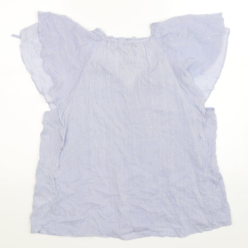 H&M Womens Blue Striped   Blouse Size 10