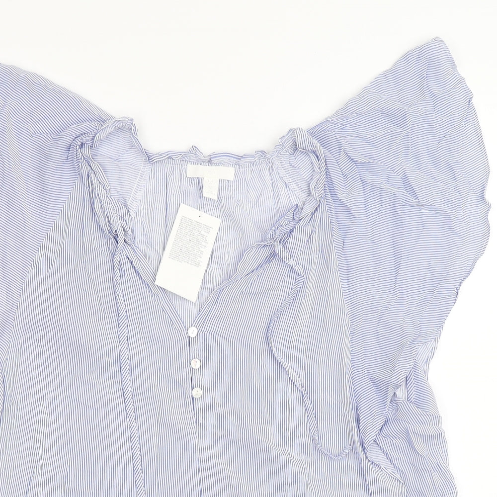 H&M Womens Blue Striped   Blouse Size 10
