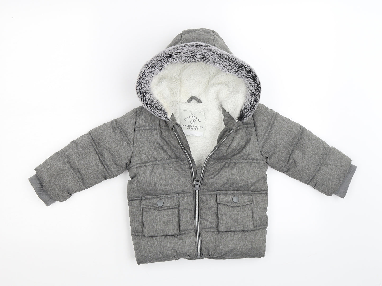 George Boys Grey   Quilted Jacket Size 12-18 Months