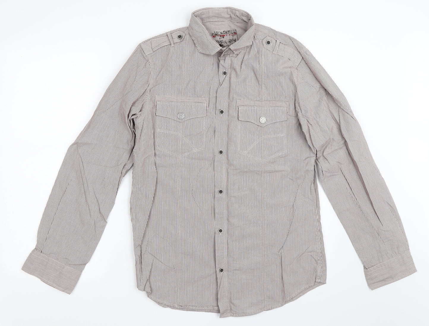NEXT Mens Brown Striped   Button-Up Size M