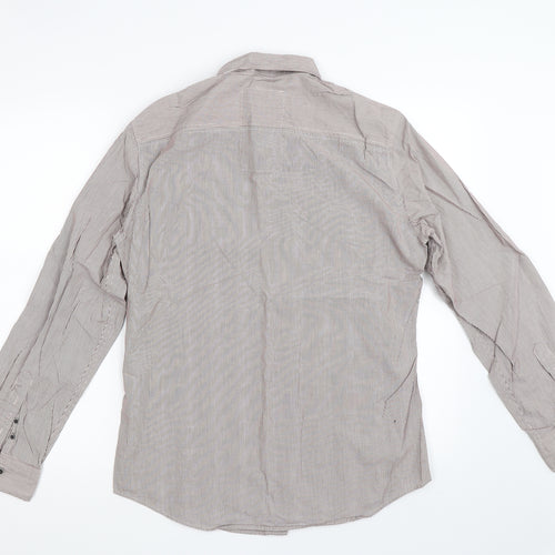 NEXT Mens Brown Striped   Button-Up Size M