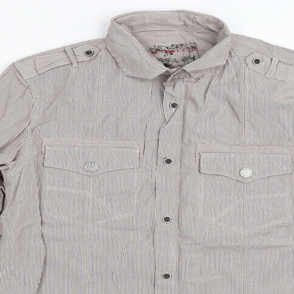 NEXT Mens Brown Striped   Button-Up Size M