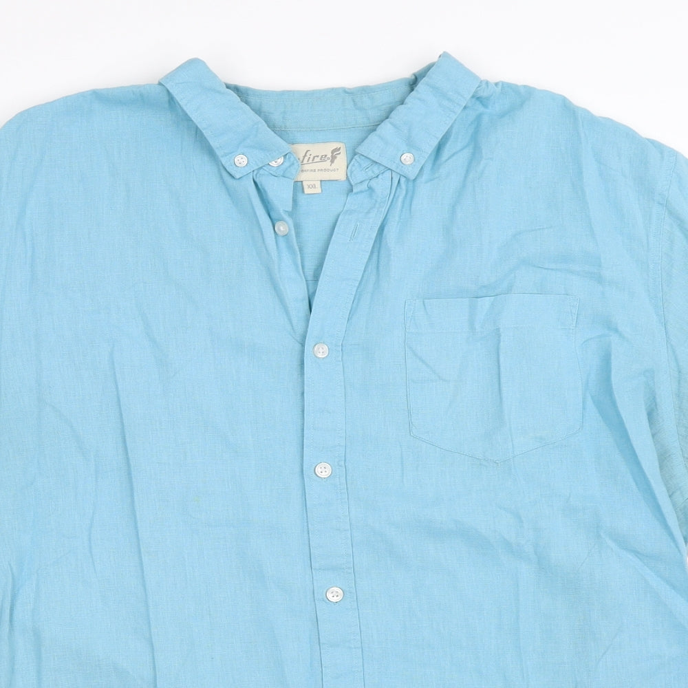 On Fire Mens Blue    Button-Up Size 2XL