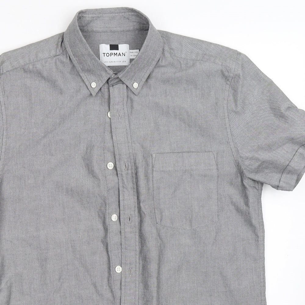 Topman Mens Grey    Button-Up Size M