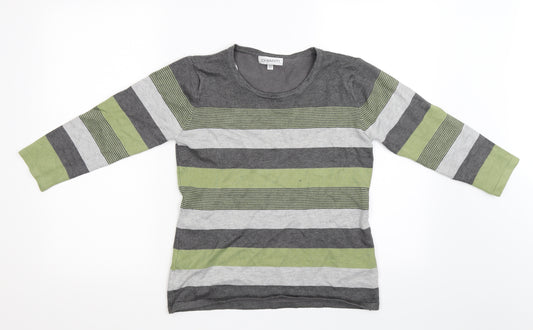 Front view of Chianti women’s multicoloured striped pullover sweatshirt, size S