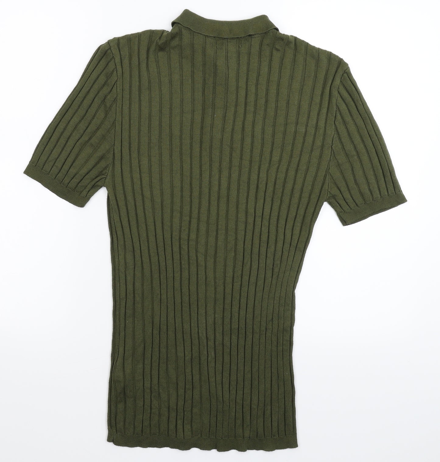 River Island Mens Green  Knit  Polo Size M
