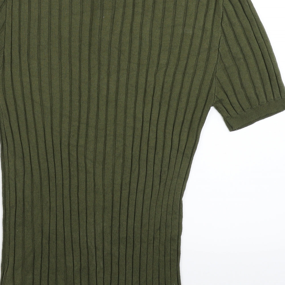 River Island Mens Green  Knit  Polo Size M