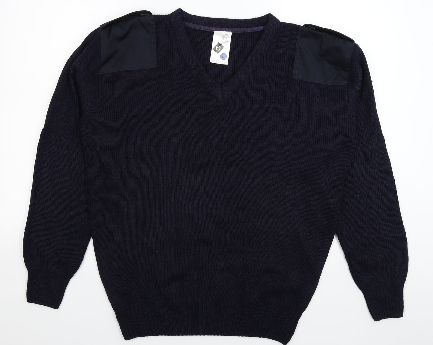Economy Mens Blue  Knit Pullover Jumper Size L