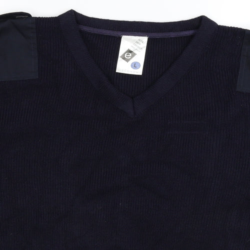 Economy Mens Blue  Knit Pullover Jumper Size L