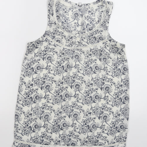kismel Womens White Floral  Basic Tank Size XS