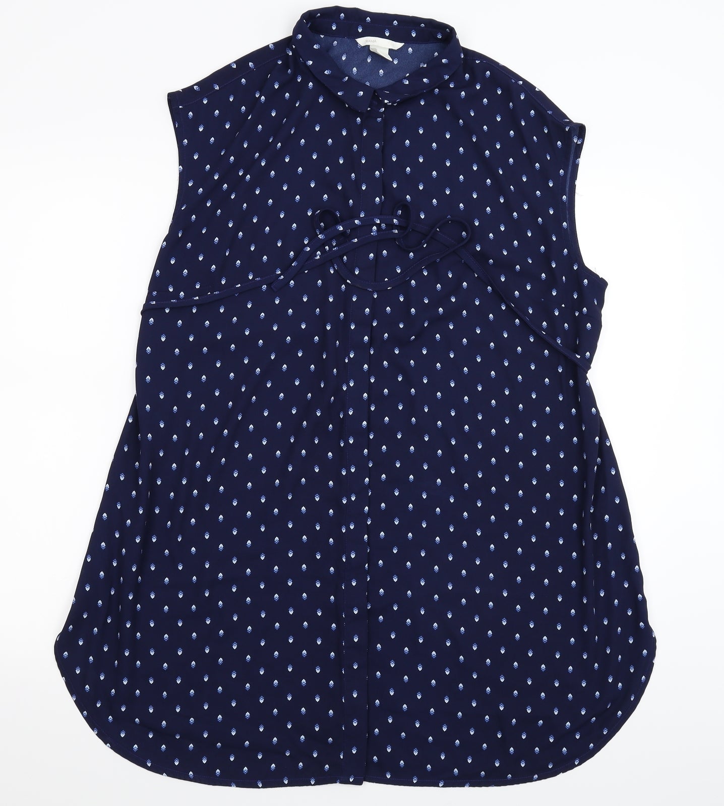 H&M Womens Blue Geometric  Shirt Dress  Size L