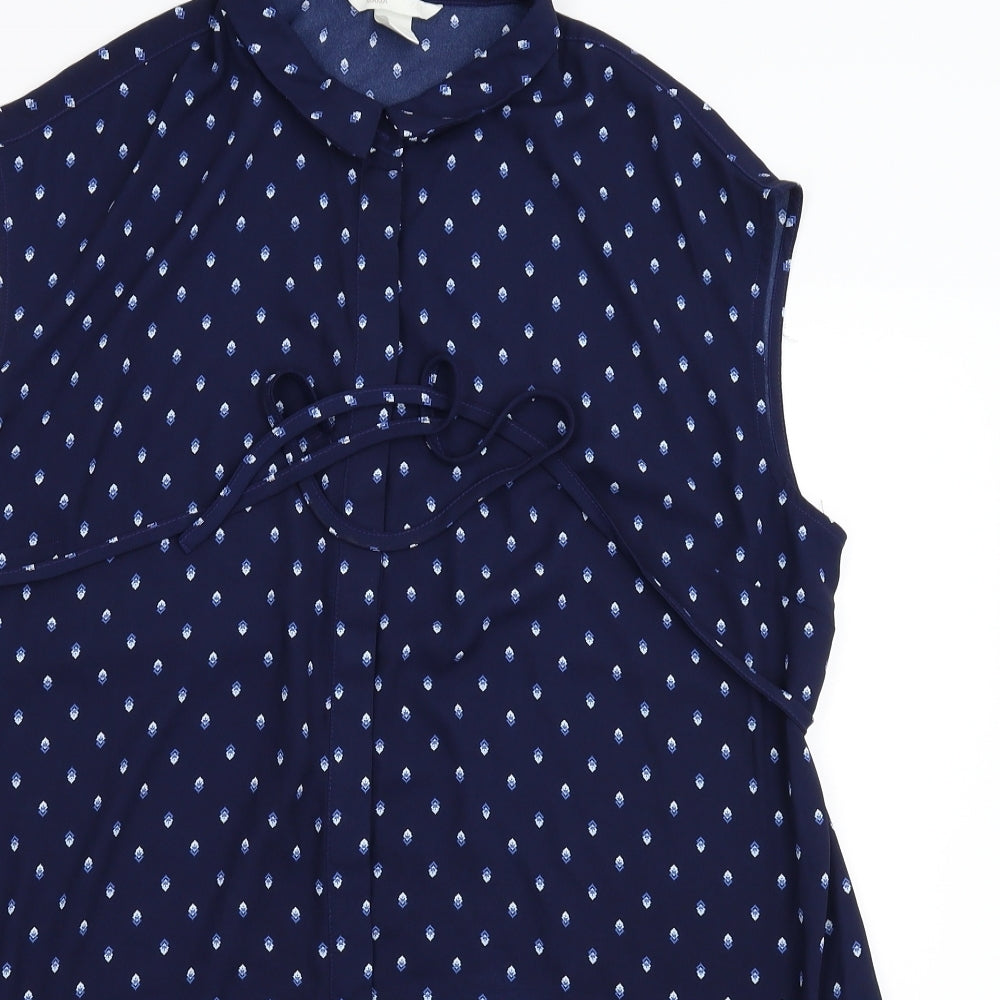 H&M Womens Blue Geometric  Shirt Dress  Size L