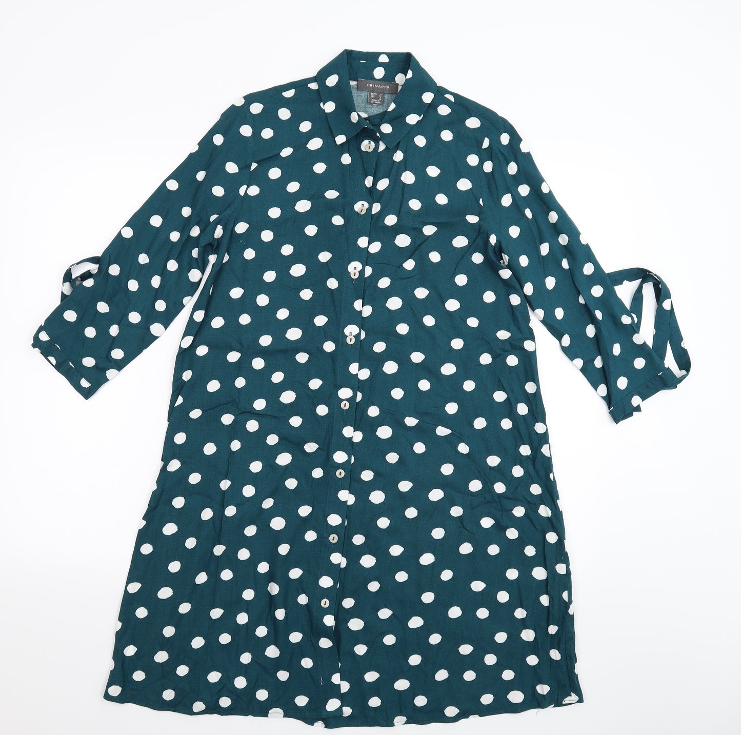 Primark Womens Green Polka Dot  Shirt Dress  Size 8