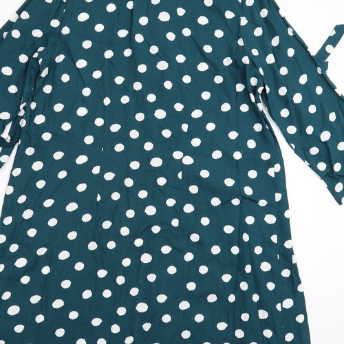 Primark Womens Green Polka Dot  Shirt Dress  Size 8