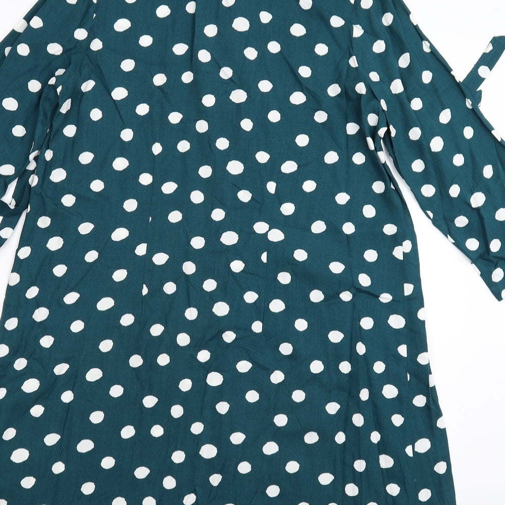 Primark Womens Green Polka Dot  Shirt Dress  Size 8