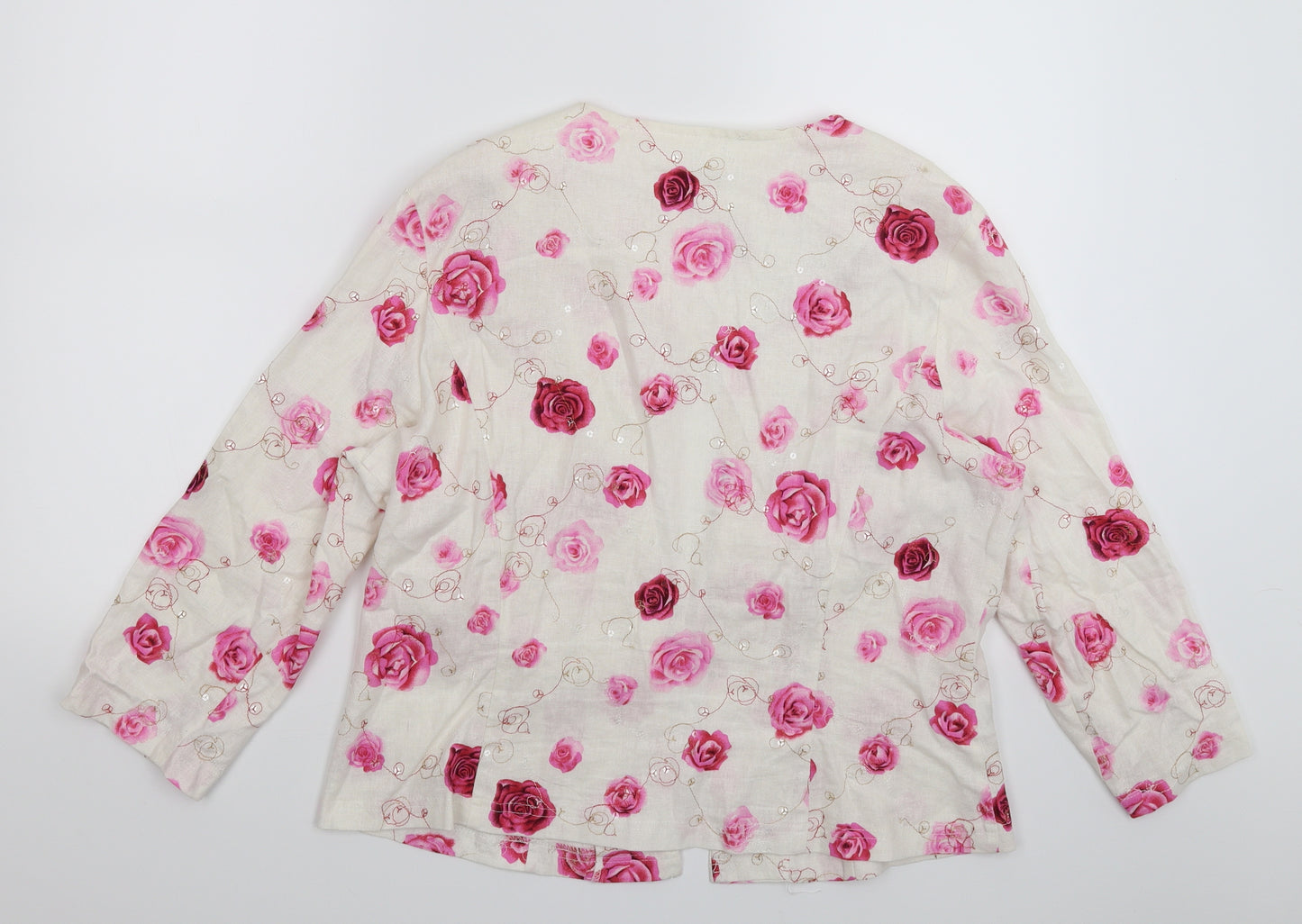 Citrus Womens White Floral  Jacket Blazer Size 18