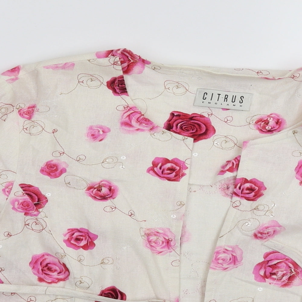 Citrus Womens White Floral  Jacket Blazer Size 18