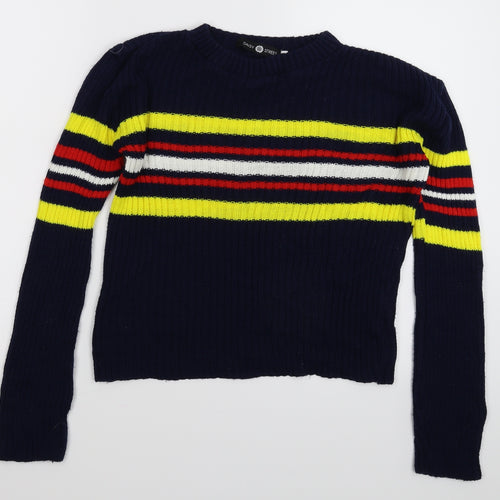 Daisy Street Womens Blue Striped Knit Pullover Jumper Size 12