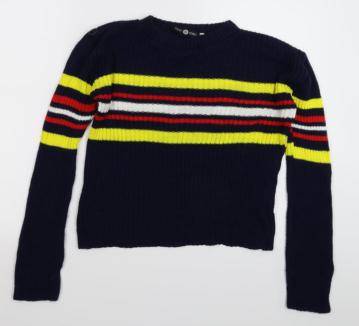 Daisy Street Womens Blue Striped Knit Pullover Jumper Size 12