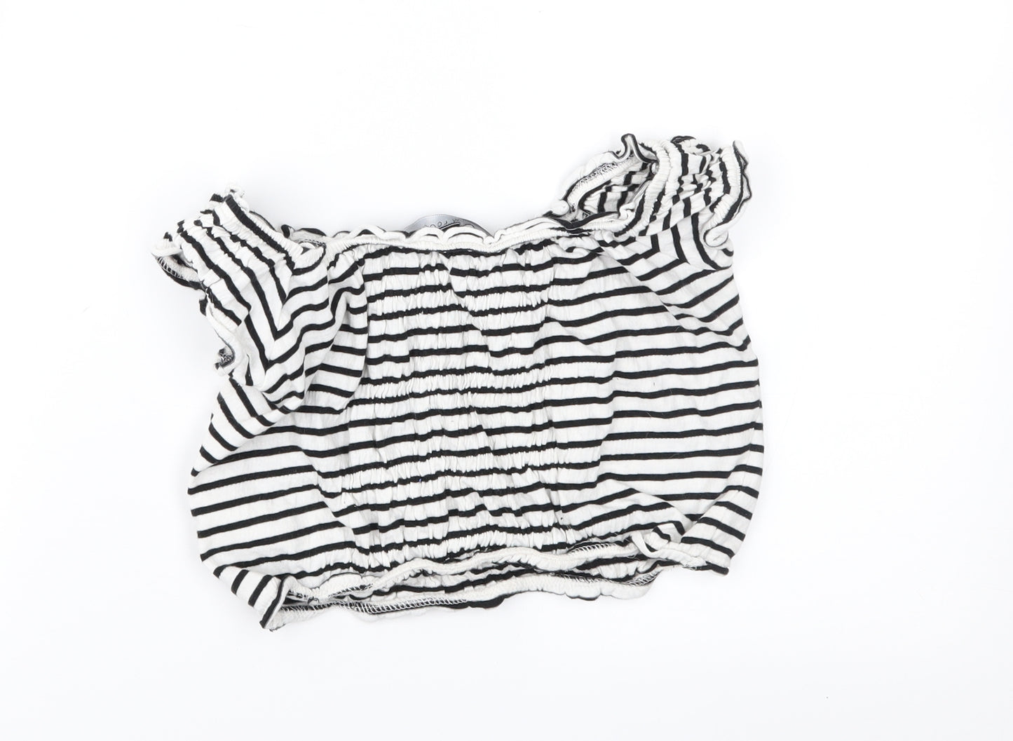 New Look Womens White Striped  Cropped T-Shirt Size 10