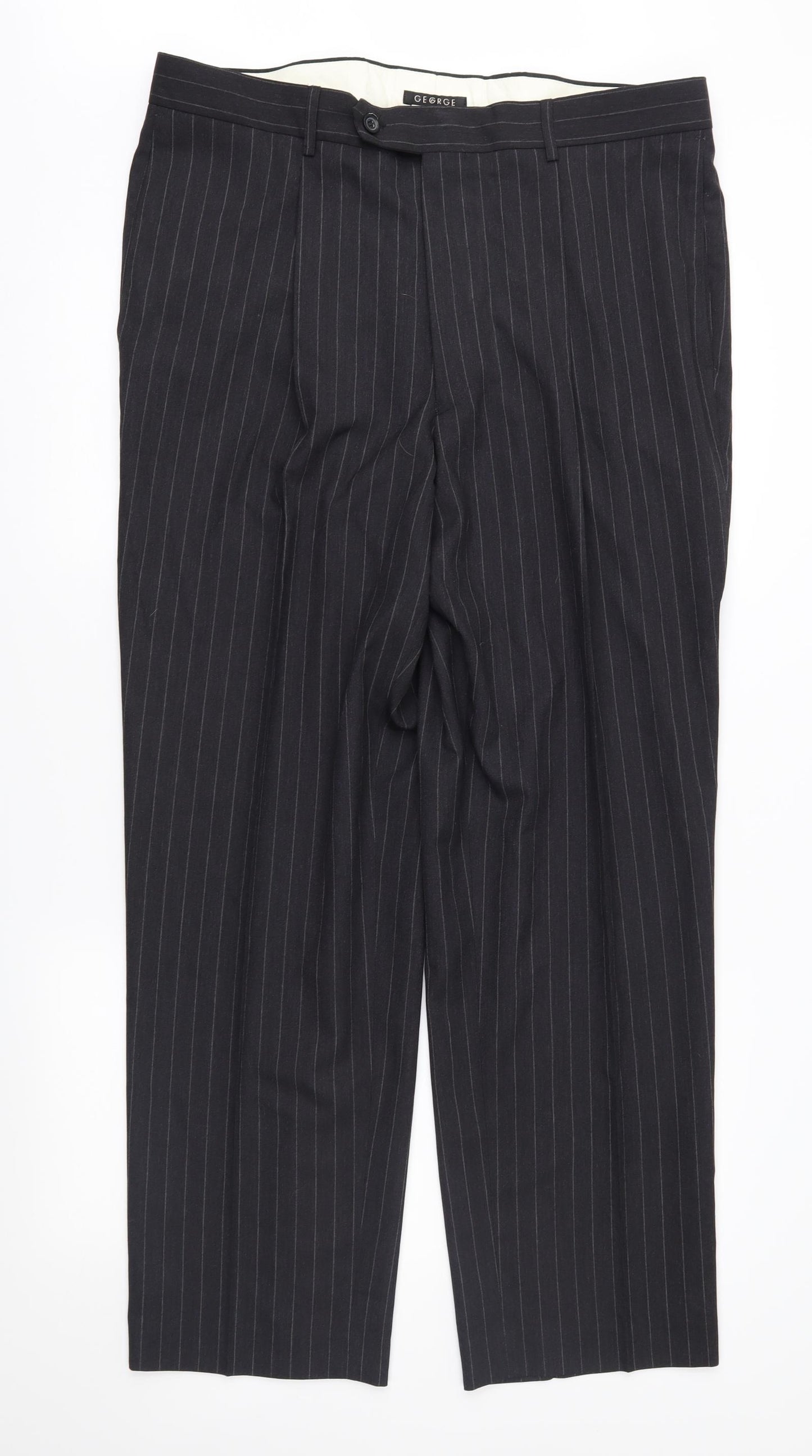 George Mens Grey Striped  Trousers  Size 38 in L31 in