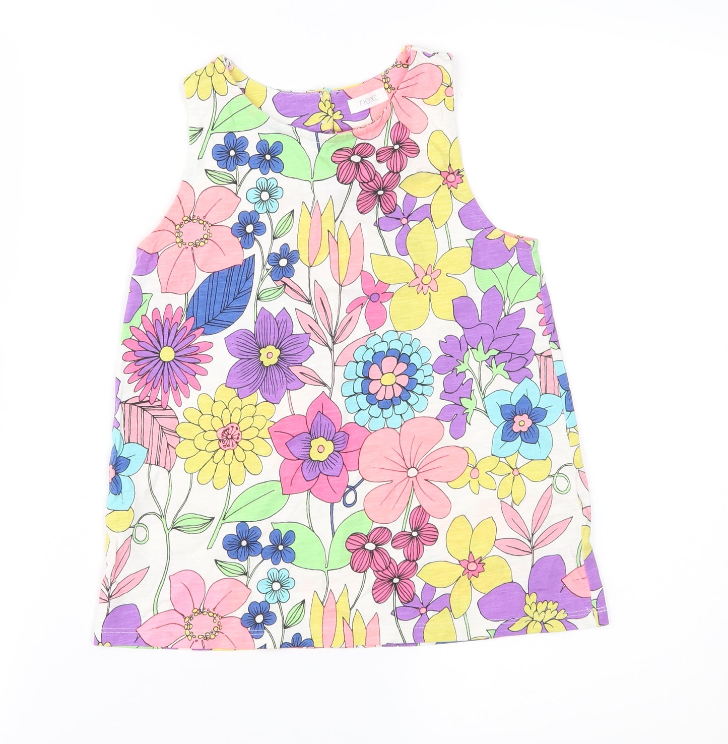 NEXT Girls Multicoloured Floral Jersey Basic Blouse Size 7 Years