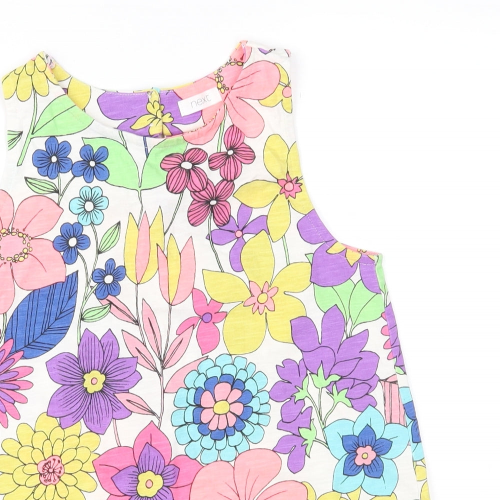 NEXT Girls Multicoloured Floral Jersey Basic Blouse Size 7 Years