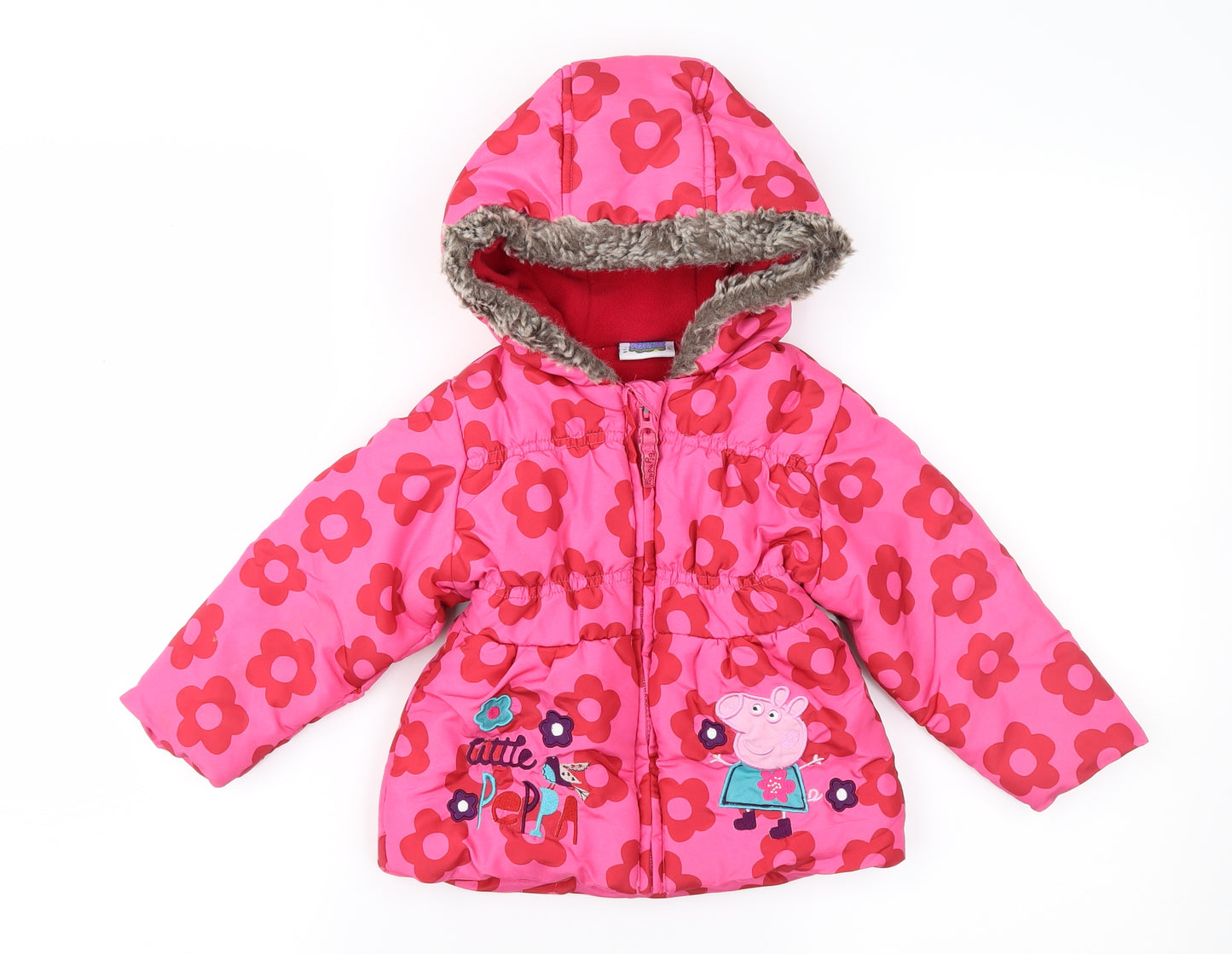 Peppa Pig Girls Pink Floral  Anorak Jacket Size 12-18 Months