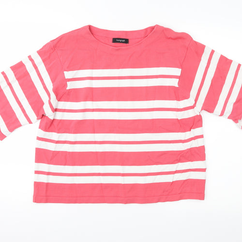 Marks and Spencer Womens Pink Striped Knit Pullover Jumper Size 12