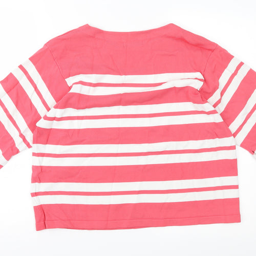 Marks and Spencer Womens Pink Striped Knit Pullover Jumper Size 12