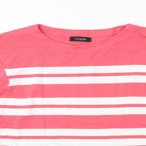 Marks and Spencer Womens Pink Striped Knit Pullover Jumper Size 12