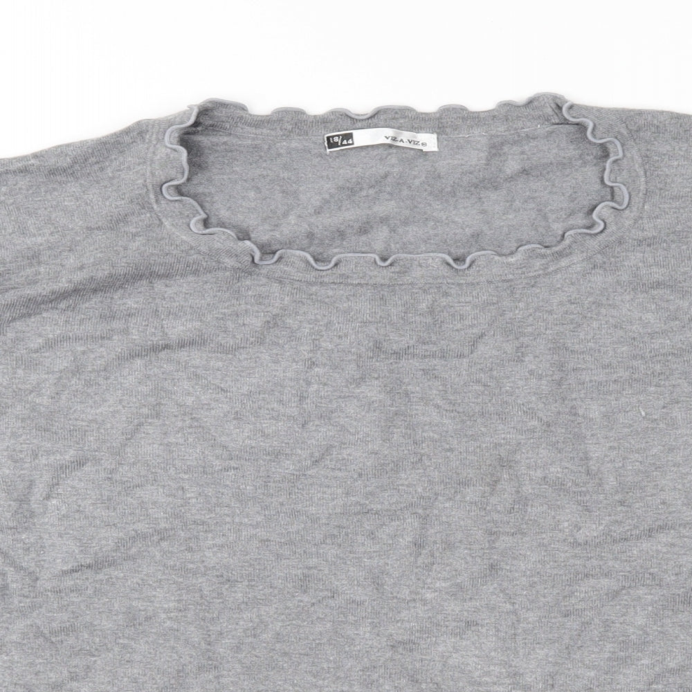 Viz-A-Viz Womens Grey  Knit Pullover Jumper Size 18