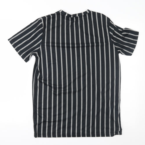 Slick Lane Mens Black Striped   T-Shirt Size S