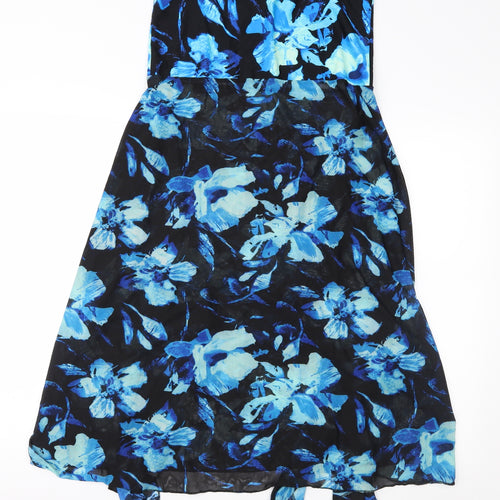 M&Co Womens Black Floral  Fit & Flare  Size L