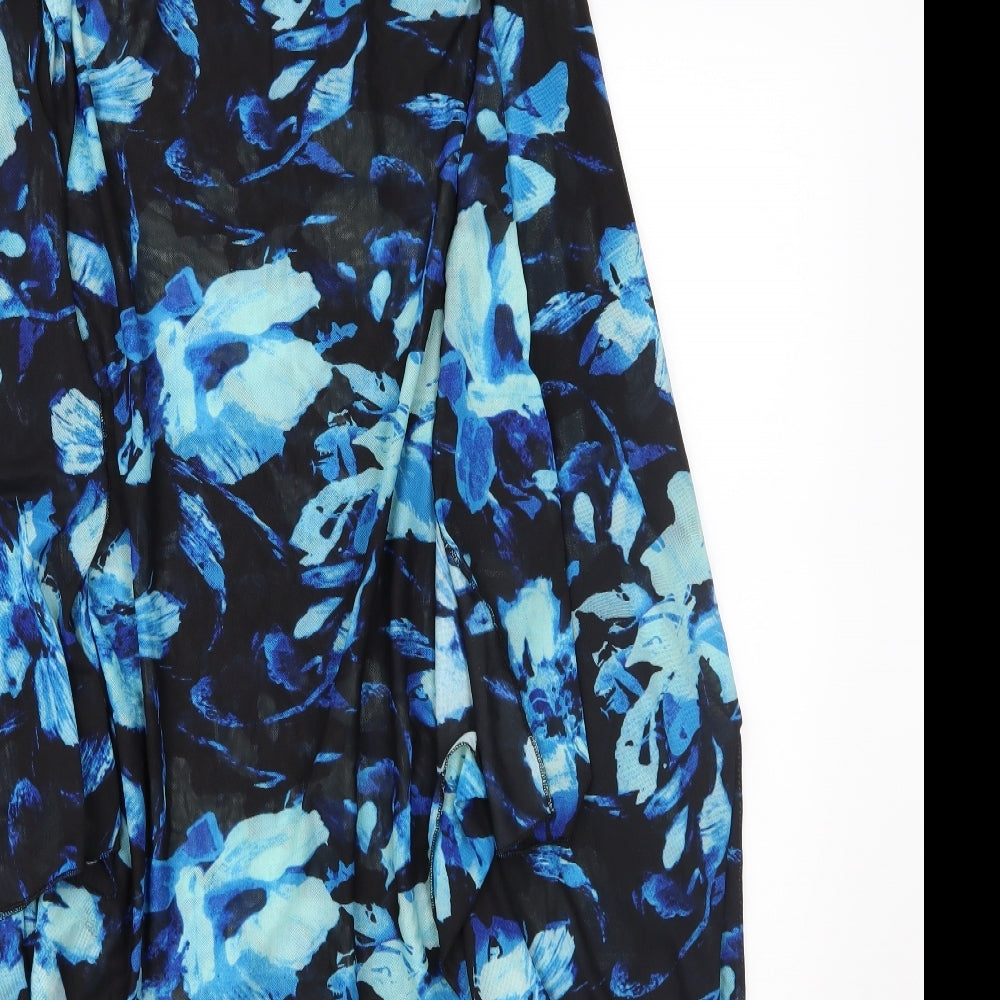 M&Co Womens Black Floral  Fit & Flare  Size L