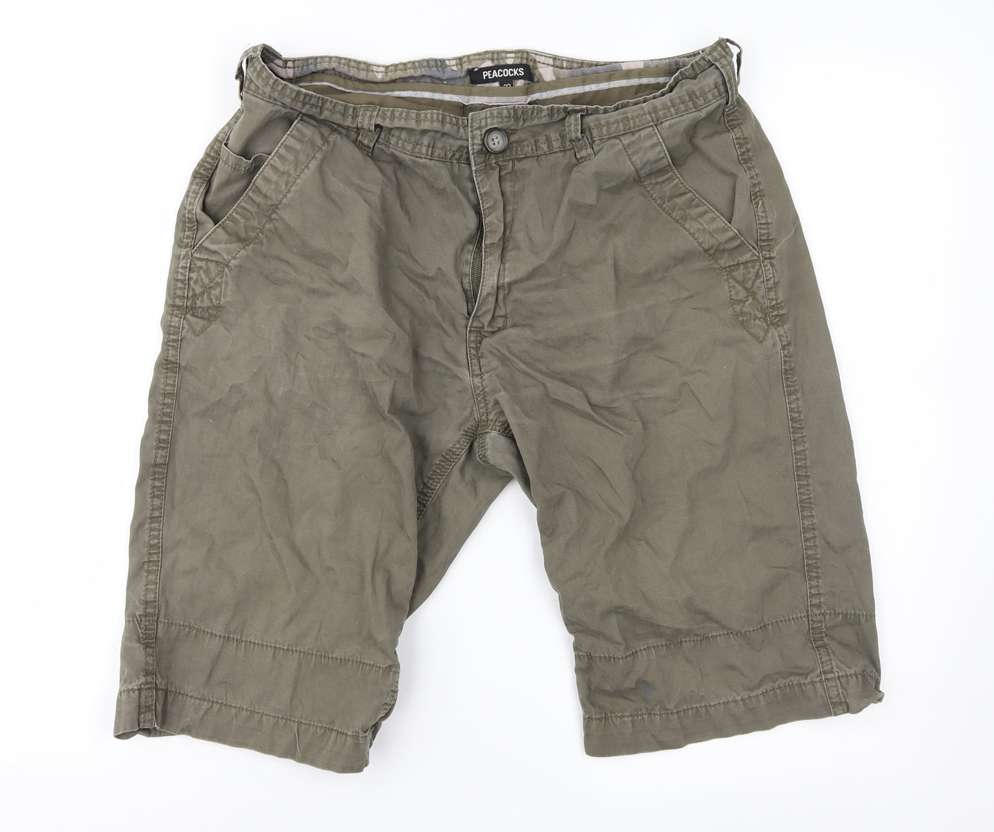 Peacocks Mens Green   Chino Shorts Size 32 in
