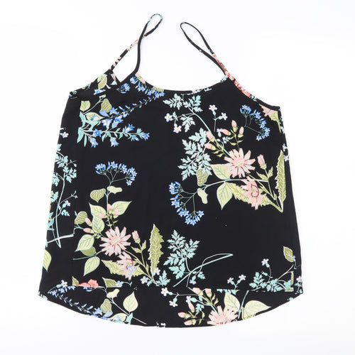 Papaya Womens Black Floral  Camisole Blouse Size 8
