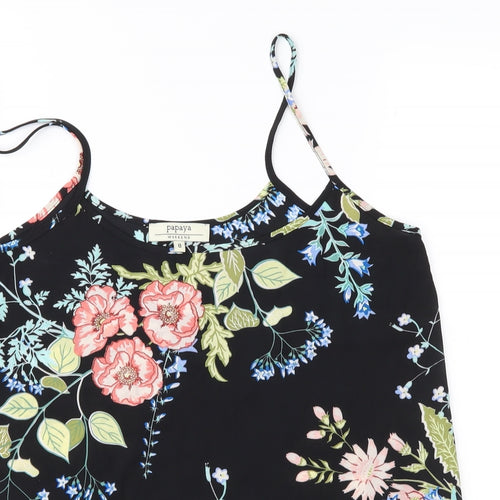 Papaya Womens Black Floral  Camisole Blouse Size 8