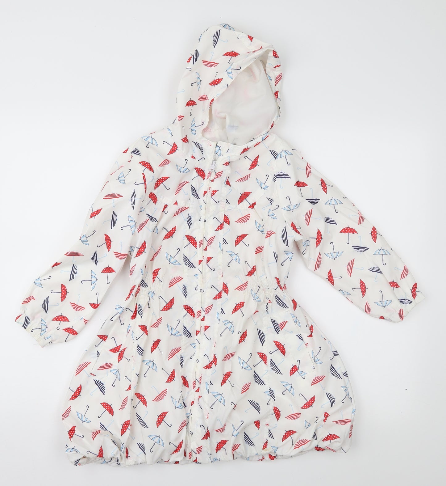 TU Girls White Geometric  Rain Coat Coat Size 5-6 Years