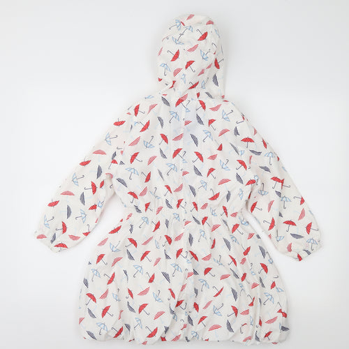 TU Girls White Geometric  Rain Coat Coat Size 5-6 Years