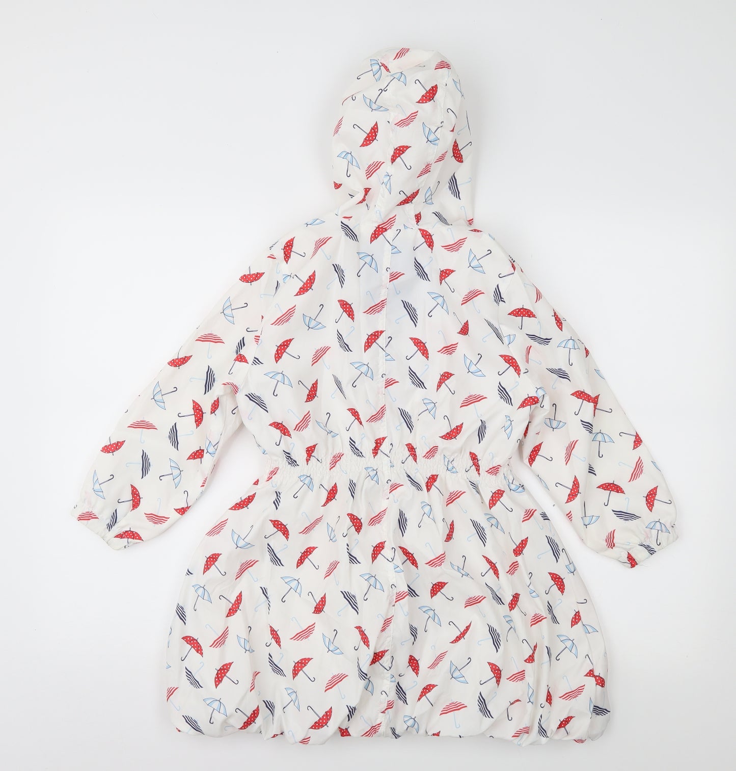 TU Girls White Geometric  Rain Coat Coat Size 5-6 Years