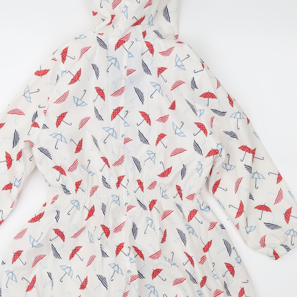 TU Girls White Geometric  Rain Coat Coat Size 5-6 Years
