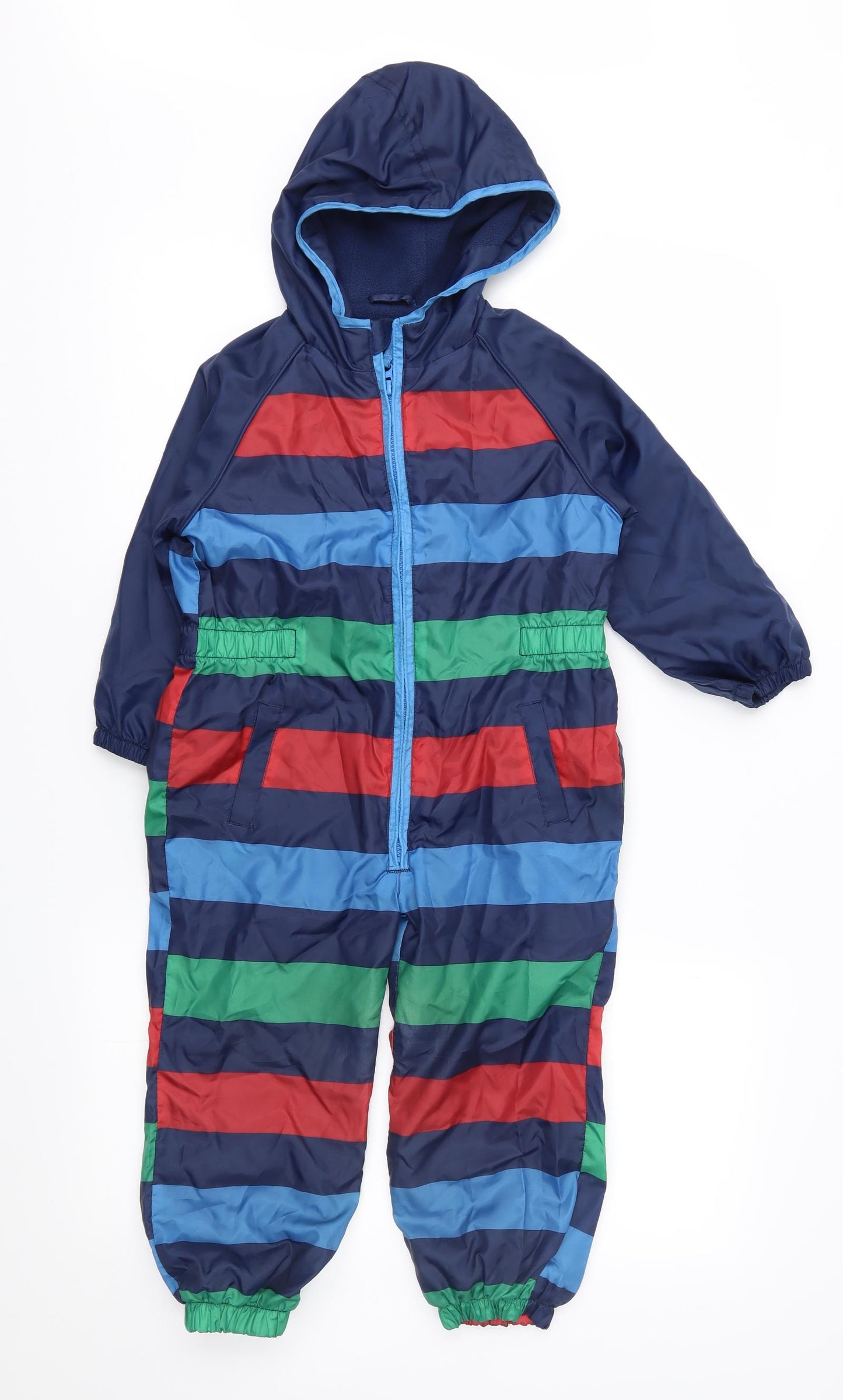 TU Boys Blue Striped  Anorak Snowsuit Size 3-4 Years