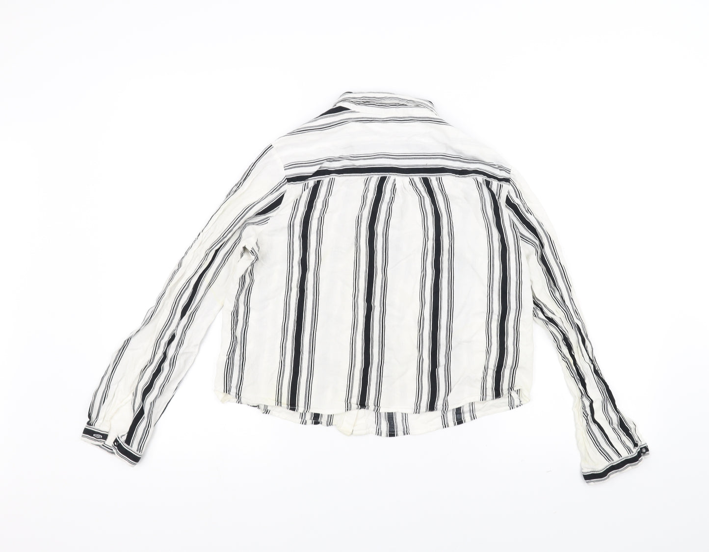 H&M Womens White Striped  Basic Button-Up Size 8