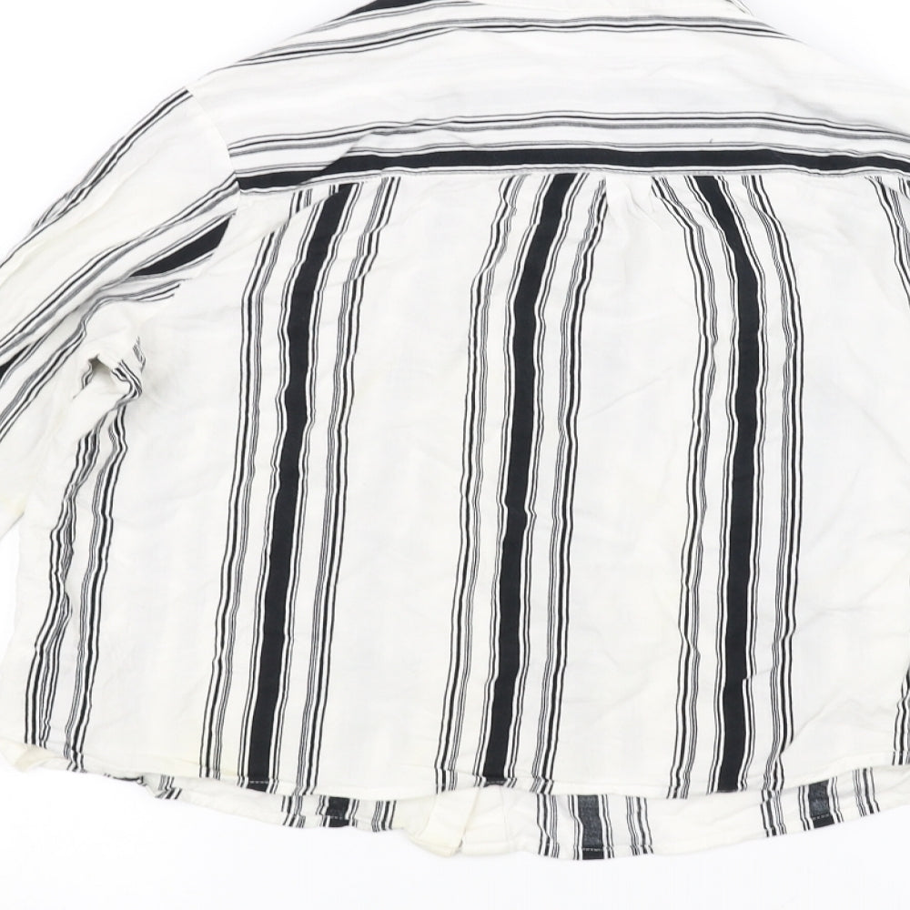 H&M Womens White Striped  Basic Button-Up Size 8