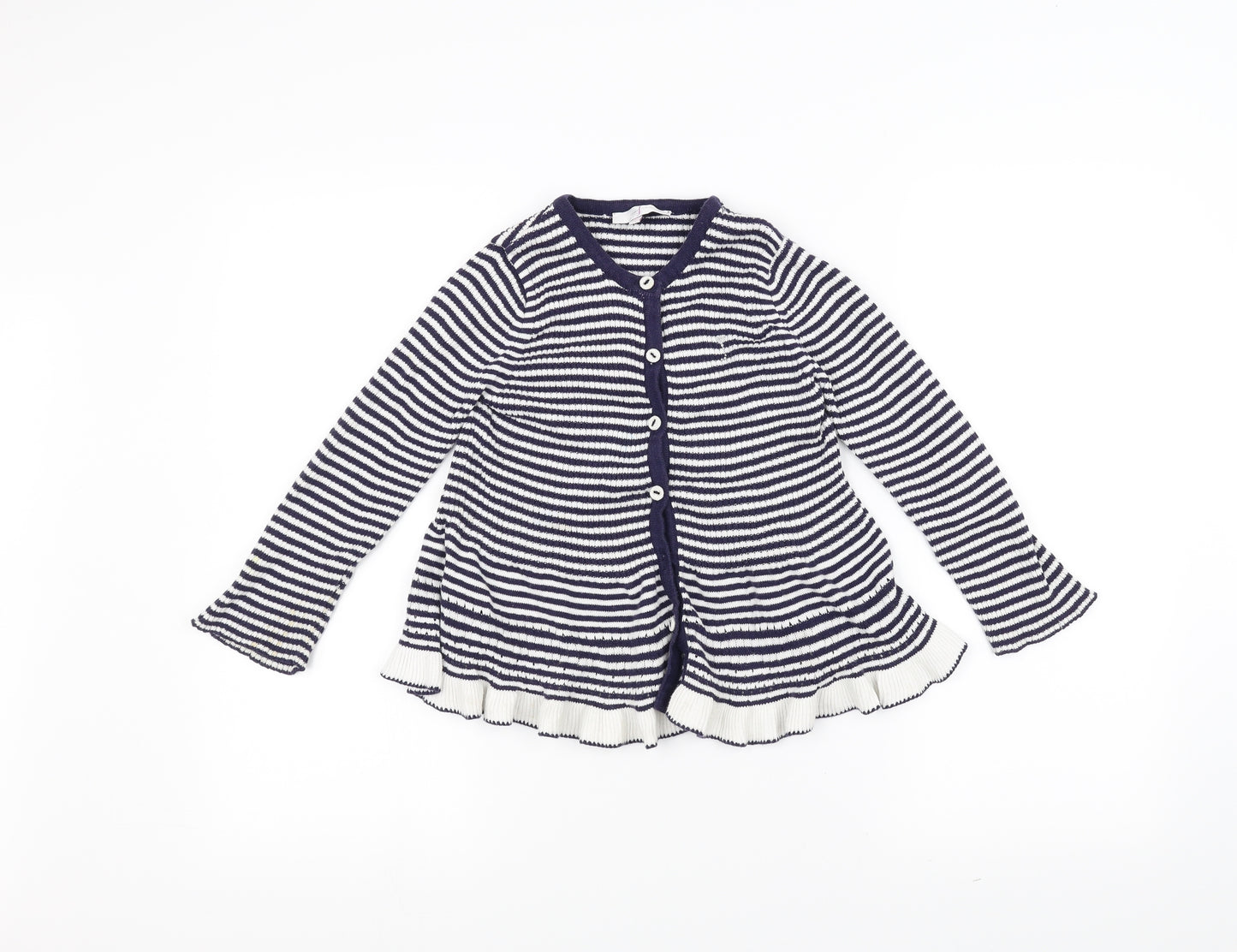 Jasper Conran Girls White Striped  A-Line  Size 7 Years