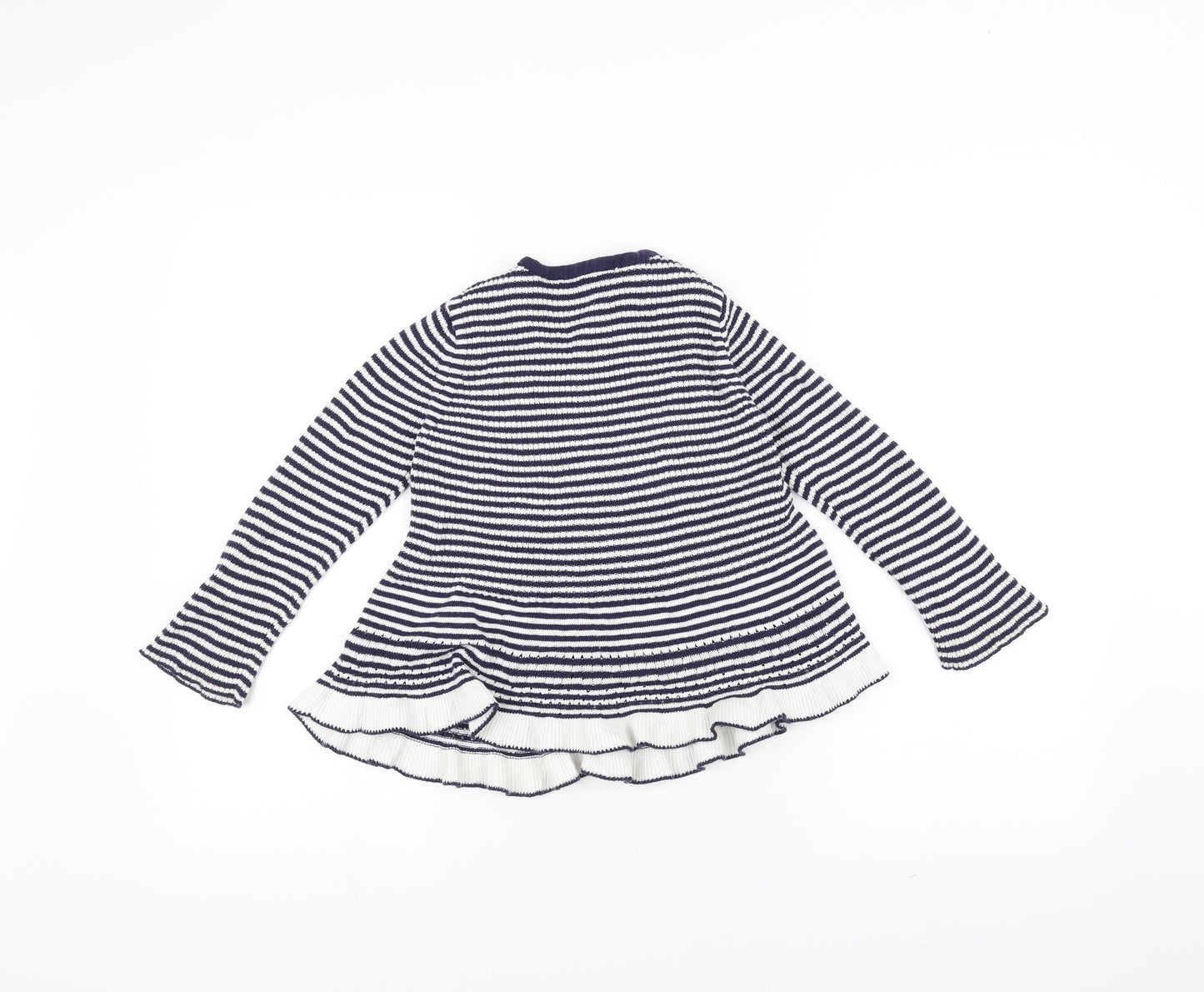 Jasper Conran Girls White Striped  A-Line  Size 7 Years