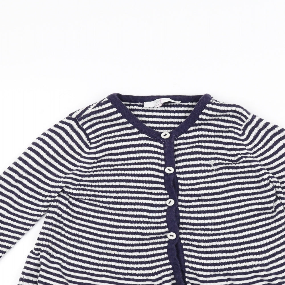 Jasper Conran Girls White Striped  A-Line  Size 7 Years