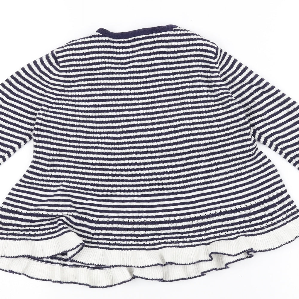 Jasper Conran Girls White Striped  A-Line  Size 7 Years