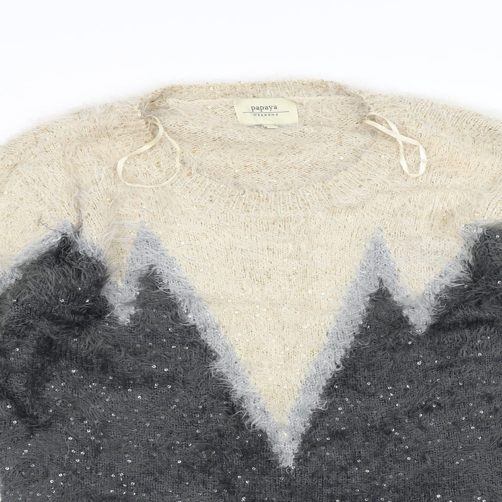 Papaya Womens White   Pullover Jumper Size 18